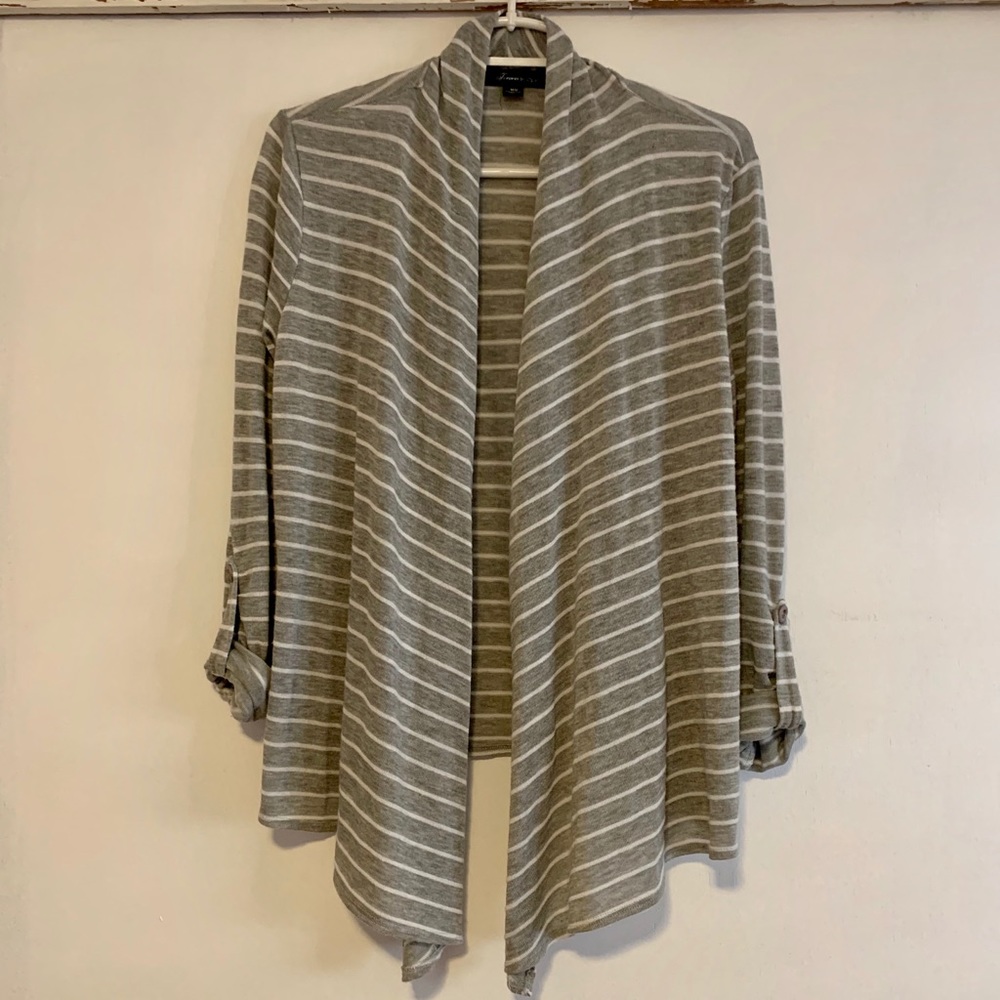 Grey and white striped cardigan
